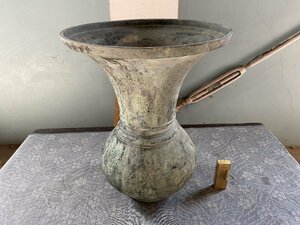 古銅　花瓶/花器/花入れ　中国古玩　緑青▼青銅 銅製 古美術 唐物 時代物