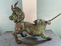 唐獅子　鉄製　7.65キロ　縁起物　厄除け　魔除け　狛犬▼金属工芸_画像8