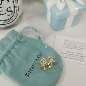 送料無料　ティファニー　アトラスオープンリング　8号　k18　イエローゴールド　エタニティ　TIFFANY&Co.