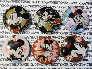 [100 jpy start ] Disney Mickey Mouse Minnie Mouse can badge 6 kind set *P