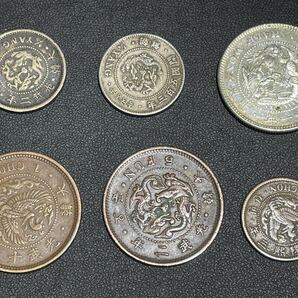 古銭 朝鮮貨幣 小型 半圜 銀貨 2銭5分 白銅貨 大型 1銭 銅貨 小型 半銭 銅貨 5分 銅貨 在外貨幣の画像2
