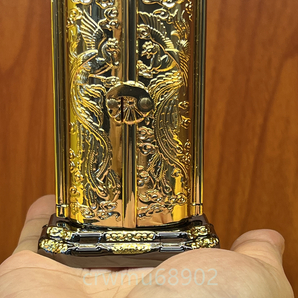 仏像 厨子入り 銅製 金メッキ 三面大黑天像 高さ10.5cmの画像5