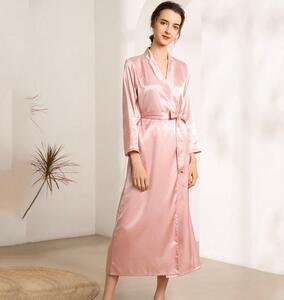 860 One-piece lady's * beautiful . Silhouette attraction Style beautiful line * pyjamas lustre long height pink