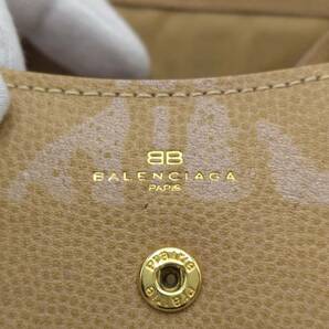 1円 BALENCIAGA バレンシアガ レザー BB コインケース 小銭入れ ベージュ【5811】の画像4