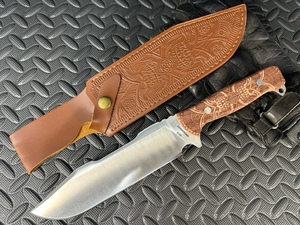  rare design hunting Survival knife steel made sheath attaching blade thickness approximately 6mm approximately 483g wood-chopping outdoor camp outdoor .. mountain climbing fishing 