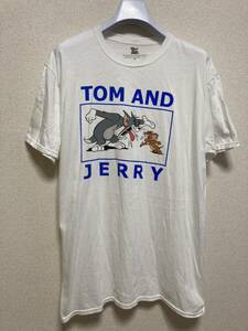 USA古着 TOM and JERRY トムとジェリー 半袖 Tシャツ プリントTシャツ ホワイト 白 XL キャラクター