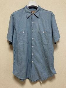 90's USAヴィンテージ BIG MAC シャンブレーシャツ 半袖シャツ USA製 16-16 1/2ワークシャツ Wポケット ビッグマック Vintage shirt