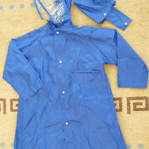 【送料￥185】カッパ ポンチョ 雨具 120ｃｍ 青色 子供 ジュニア レインコートの画像1