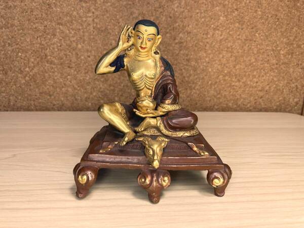 ☆ミラレパ 鍍金銅製仏像 チベット ヨーギー Milarepa アンティーク