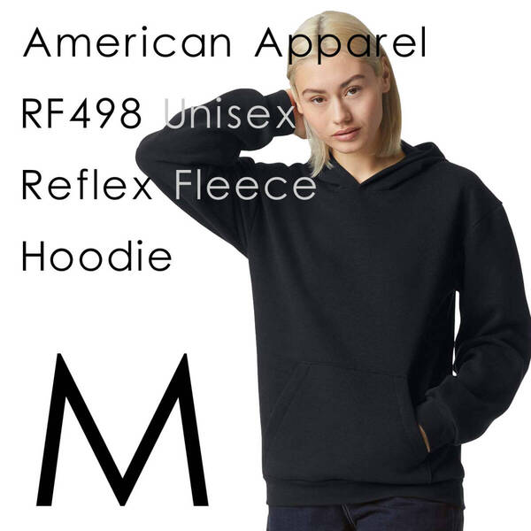新商品 アメリカンアパレル ブラック M スウェット パーカー フーディ 男女兼用 ReFlex Fleece Hoodie AmericanApparel