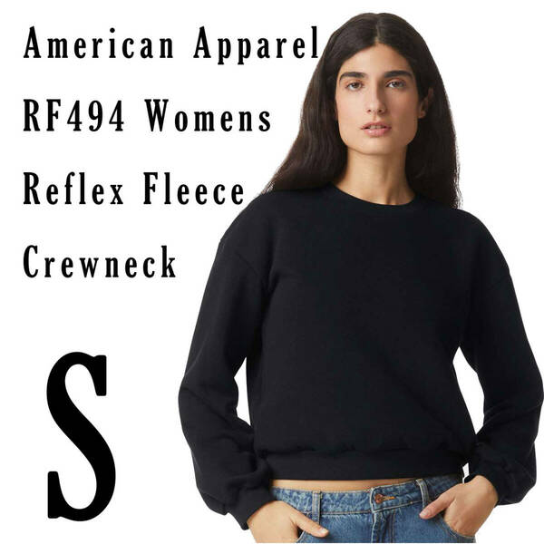 新商品　アメリカンアパレル　ブラック　S　レディース　スウェット　トレーナー　ReFlex Fleece Crewneck Sweatshirt AmericanApparel