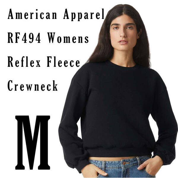 新商品　アメリカンアパレル　ブラック　M　レディース　スウェット　トレーナー　ReFlex Fleece Crewneck Sweatshirt AmericanApparel