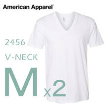 【新品】 アメリカンアパレル Vネック Tシャツ　白 Mサイズ2枚セット americanapparel 半袖 (男女兼用) アメアパ ファインジャージー _画像1