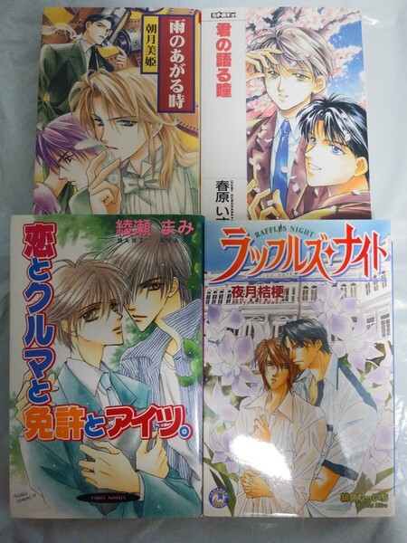 新書【ボーイズラブ小説 4冊セット】朝月美姫 夜月桔梗 綾瀬まみ 春原いずみ 緒田涼歌 小田切ほたる 緋色れーいち BL小説 初版