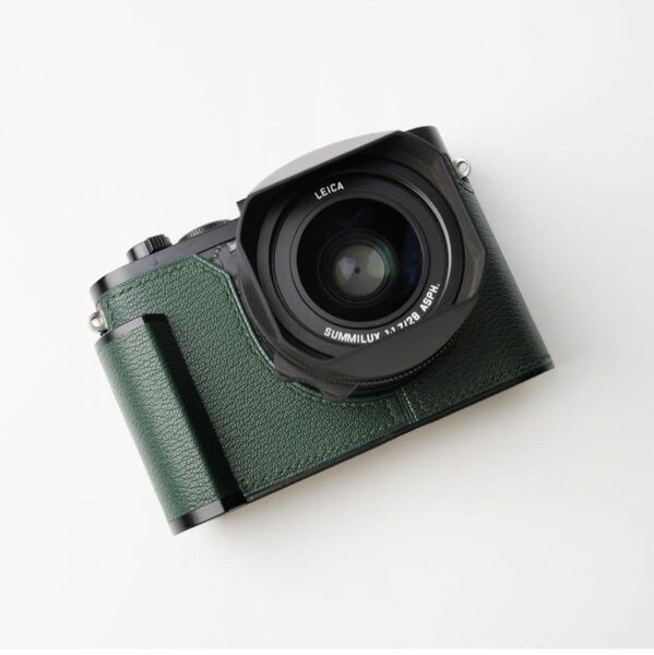 Leica ライカ Q2 専用 カメラケース カメラカバー カメラバッグ 本革　ケース　ヤギ皮　グリーン