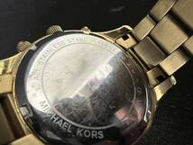  【稼働確認済み】MICHAEL KORS マイケルコース MK-8214 メンズ 腕時計 クォーツ クロノグラフ カレンダー ローマン文字 ゴールド 現状品_画像6