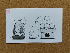 Art hand Auction ウサギとカメ(お団子), コミック, アニメグッズ, 手描きイラスト