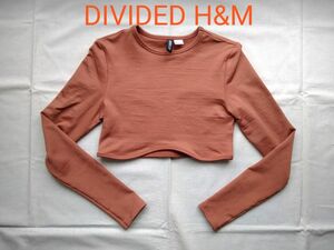 DIVIDED H&M ライトブラウン ショート丈 長袖カットソー