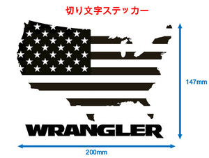 【送料185円】☆JEEPラングラー用デカール　200ｍｍ×147ｍｍ　黒　2枚セット　切り文字ステッカー(カッティングラベル)　