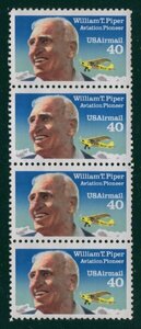 外国切手　アメリカ　航空切手　ウィリアム・T・パイパー　4枚　未使用