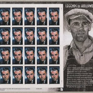 外国切手 アメリカ 2005年 ヘンリー・フォンダ Henry Fonda シート 未使用の画像1