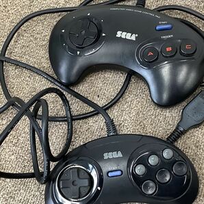 【1円スタート】SEGA セガ MEGA DRIVE メガドライブ 16-BIT HAA-2510 コントローラー 2個 カセット2本【動作未確認、ジャンク】の画像6