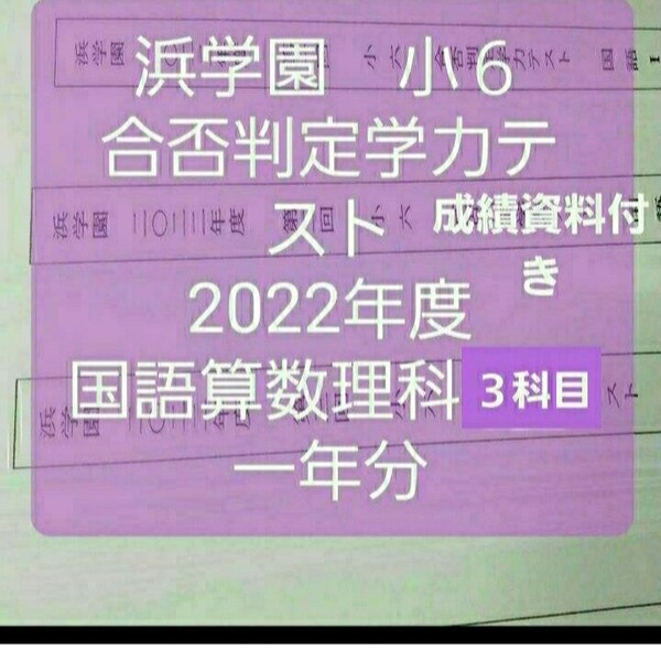 浜学園　小６　成績資料付き　2022年度　合否判定学力テスト　国語算数理科　一年分　未記入