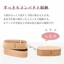 【限定価格】曲げわっぱ 弁当箱 バンド付き 仕切り付き 白木 ニ段 木製 わっぱ ランチボックス 小判 天然杉_画像5