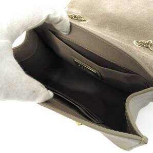 16629 美品 FURLA フルラ メトロポリス サフィアーノ レザー ロゴ G金具 Wチェーン ミニ ショルダーバッグ 肩掛け 斜め掛け 鞄 グレージュの画像7