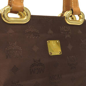 17295 美品 MCM エムシーエム ヴィセトス柄 ゴールド金具 ジップ ハンドバッグ ミニ トートバッグ 手持ち 鞄 茶×キャメル ヴィンテージの画像2