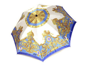 17422 new goods unused GIANNI VERSACE Gianni Versace antique scarf pattern folding umbrella umbrella ivory × blue series multi Vintage 