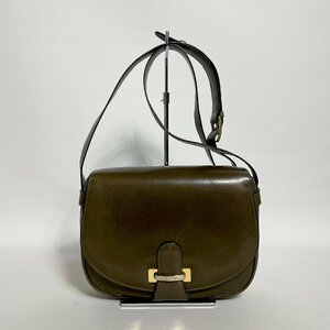 2404-44-1｜CELINE セリーヌ ショルダーバッグ レザー オリーブ ロゴ金具