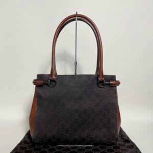 2404-54-2｜美品｜GUCCI グッチ GGキャンバス トートバッグ キャンバス レザー ブラウン 保存袋付き