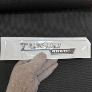 メルセデスベンツ TURBO 4MATIC サイドエンブレム　2枚セット　クロスメッキシルバー