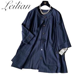 B14◆未使用 タグ付 定価3.7万 レリアン Leilian 大きいサイズ 13+ XL 2XL 3L前後 身幅57cm 薄手 スプリング コート ジャケット 春夏羽織り