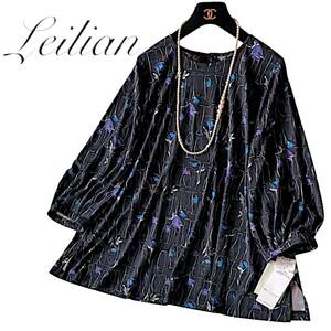 C10◆未使用 タグ付き レリアン Leilian プラスハウス 大きいサイズ 13+ XL チュニック ワンピース 身幅56cm ストレッチ GWに 春おすすめ