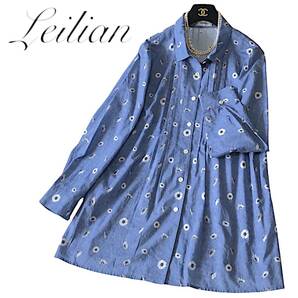 C21◆極美品 レリアン Leilian プラスハウス 大きいサイズ 13+ XL前後 シャツ チュニック ワンピース 羽織り 伸縮 身幅52cm GWお出かけ春夏の画像2