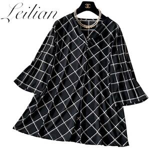 C09◆新品同様 レリアン Leilian プラスハウス 大きいサイズ 15+ XL前後 チュニック ワンピース 伸縮 ストレッチ サラリ GWおでかけに 春夏の画像2