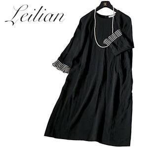 C20◆極美品 レリアン Leilian プラスハウス 大きいサイズ 17+ 2XL-4L前後 2way ワンピース 身幅56cm サラリ ストレッチ GWお出かけに 春