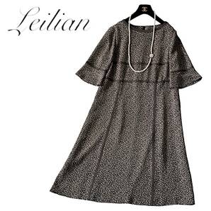 D01◆極美品 レリアン Leilian プラスハウス 大きいサイズ 13+ XL前後 ゆったり フレア ワンピース 身幅53cm 涼しい 清爽 サラリ生地 春夏の画像1