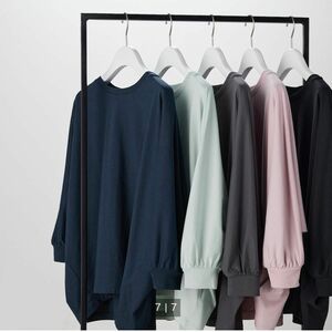 【UNIQLO】スムースコットンボリュームスリーブTシャツ(7分袖)/2点セット