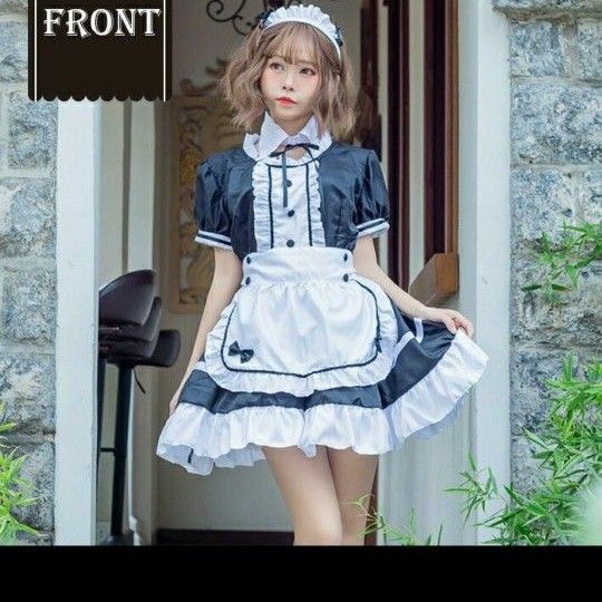 コスプレ メイド服 カチューシャ エプロン つけ襟 3点セット