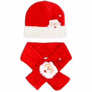 ベビーサンタ　帽子 スカーフ クリスマス 赤ちゃん　フランネル 2点セット
