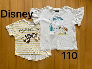 Disney 半袖Tシャツ　2着セット　110 アナと雪の女王　チップとデール　　GU Right-on 