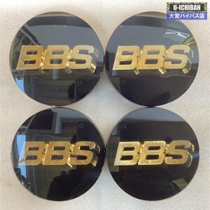 美品 BBS センターキャップ センターオーナメント ブラック x ゴールド 1台分 4個セット _004