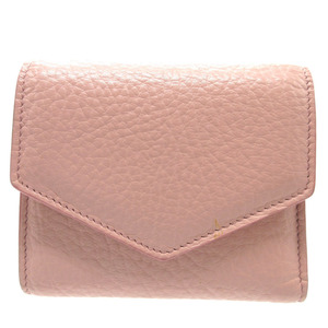 美品 メゾンマルジェラ コンパクトウォレット S56UI0136 レザー ピンク 3つ折り財布 財布 0054 Maison Margiera