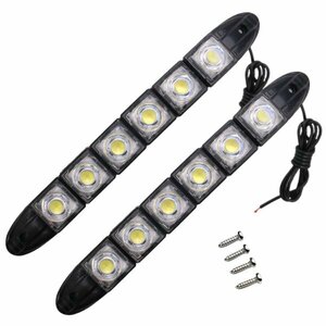 フレキシブル LED デイライト 汎用 曲がる フォグランプ スポット ライト 防水 12V 左右 2個 セット 6連 白 ホワイト