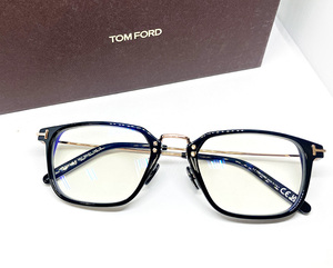 TOM FORD 正規品 ブルーライトカット付 BLUE BLOCK 眼鏡フレーム 伊達メガネ FT5862-DB-001 ブラック 黒縁 ゴールド トムフォード ボストン