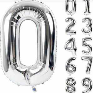 バルーン アルミ風船 シルバー 数字0 ナンバー 40インチ 大きい 誕生日
