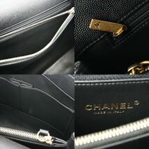 CHANEL シャネル トップハンドル 黒 アンティークゴールド金具 A92992 レディース キャビアスキン リザード 2WAYバッグ Aランク 中古 銀蔵_画像9